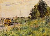 Banks Canvas Paintings - The Banks of the Seine at the Argenteuil Bridge